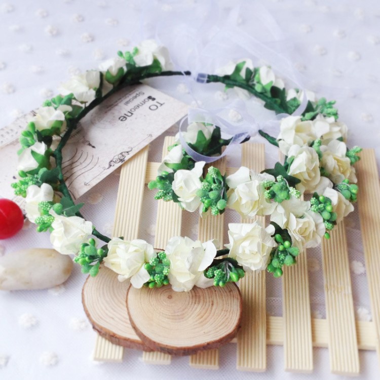 韓式新娘花環(huán)伴娘六一兒童寫真花環(huán)手環(huán)舞臺海邊度假仿真頭飾發(fā)飾