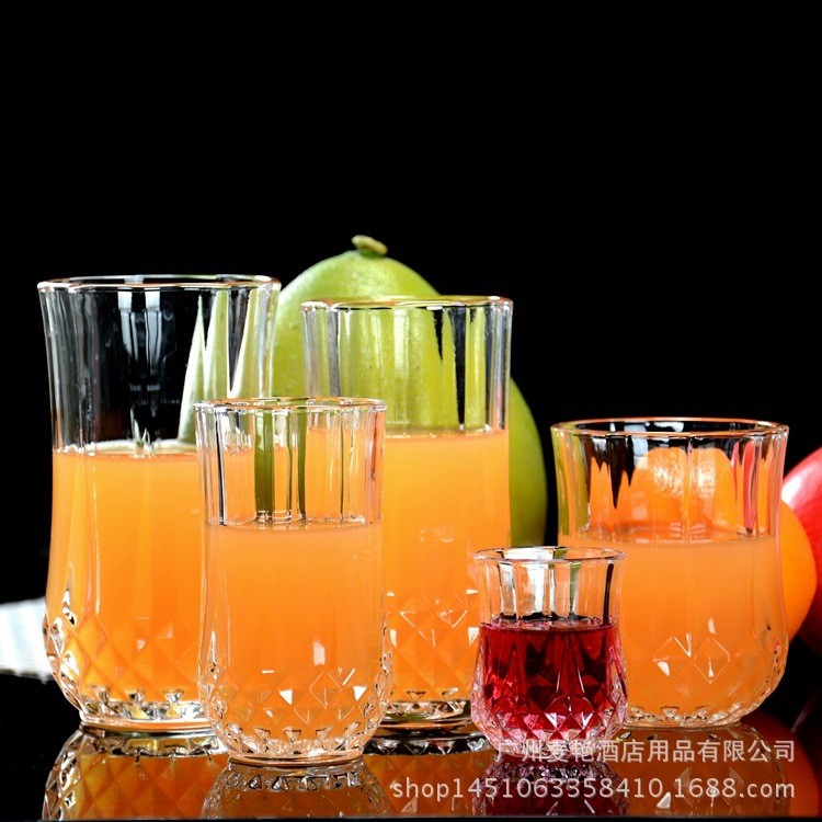 10個包郵酒店ktv玻璃杯透明水杯飲料果汁杯子創意西餐廳檸檬水杯