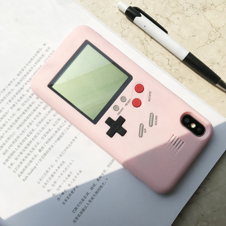 俄羅斯方塊黑白適用iPhoneX游戲機(jī)手機(jī)殼電子PC粉色蘋果保護(hù)套