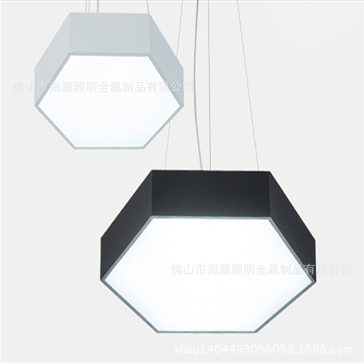 直銷一體式面板燈吊燈 實(shí)心六邊辦公室內(nèi)照明燈具 造型辦公燈吊燈