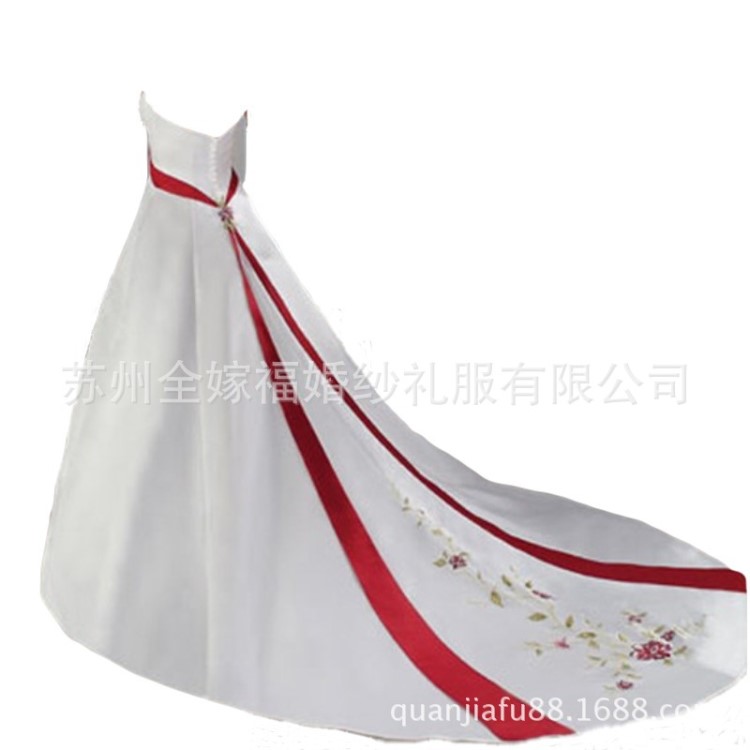 婚紗禮服定制 2019冬季新款抹胸大拖尾宮廷刺繡新娘婚紗批發(fā)