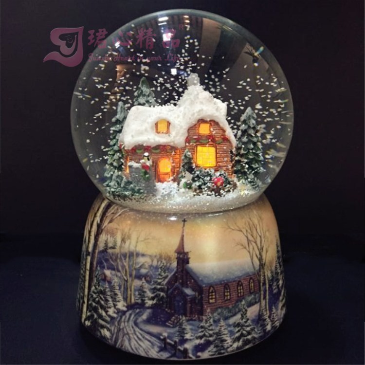 陶瓷工藝品生產廠家直銷批發 圣誕雪屋水晶球音樂盒 水晶球雪花