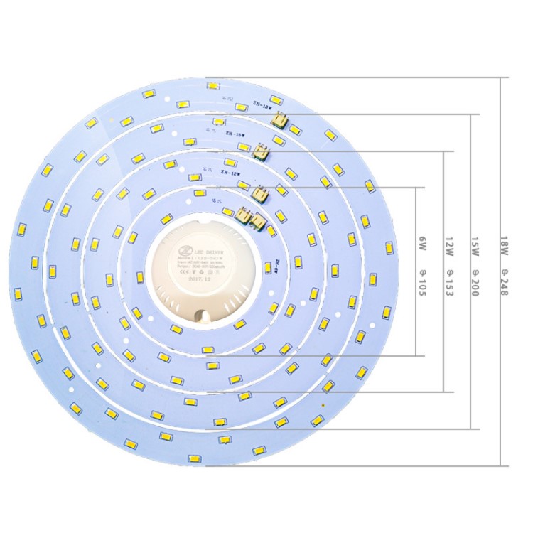 LED光源6W12W15W18W含驱动吸顶灯替换光源装修家装灯具厂家批发