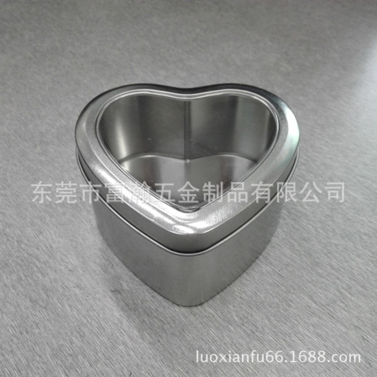 新款馬口鐵扣底開窗心形罐批發心形包裝鐵盒L112xW112xH58MM