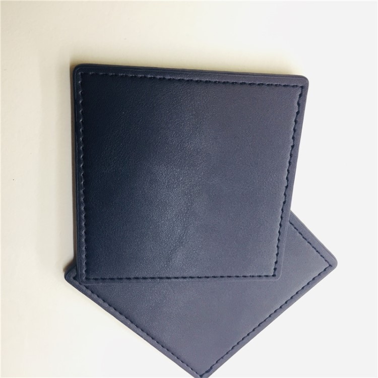 定制logo皮質杯墊隔熱墊 方形商務房產樓盤廣告禮品黑色餐桌墊