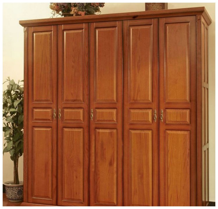 直銷批發 家具五門大組合木質衣櫥 全實木衣柜 簡約橡木