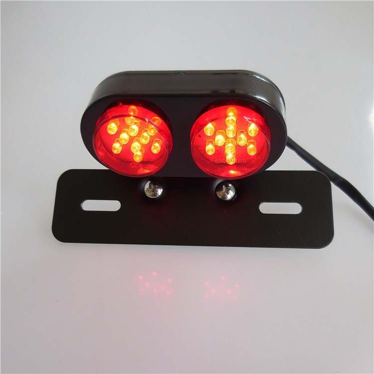 摩托車LED尾燈剎車行車牌照燈 哈雷巡航太子車雙眼LED后尾燈