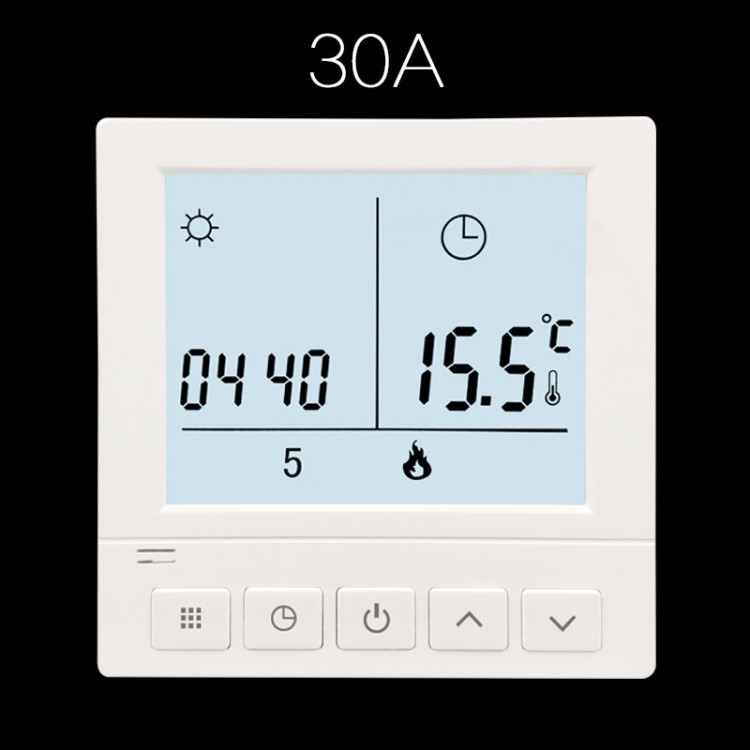 電地熱溫控器電采暖溫度控制開關(guān)發(fā)熱電纜面板液晶可編程30A廠家