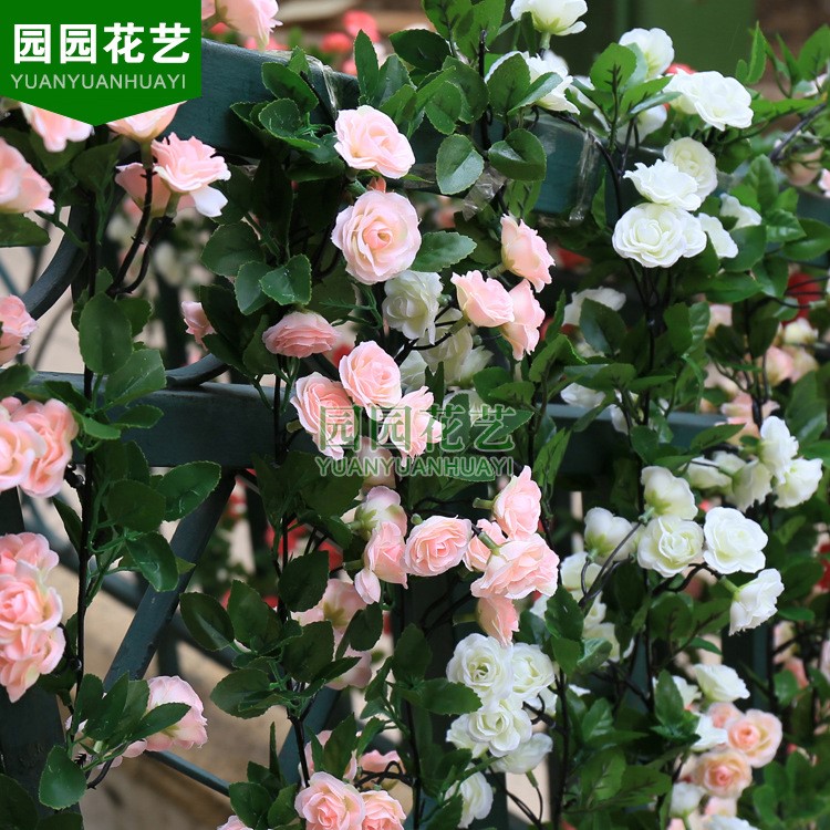 仿真花69頭玫瑰花藤假花玫瑰花藤家居婚慶裝飾薔薇花藤玫瑰藤批發(fā)