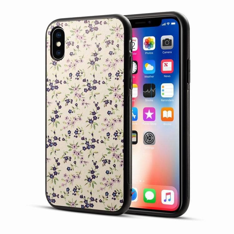 苹果iPhoneX白花贴皮手机壳 苹果X二合一彩绘TPU边PC壳手机保护套