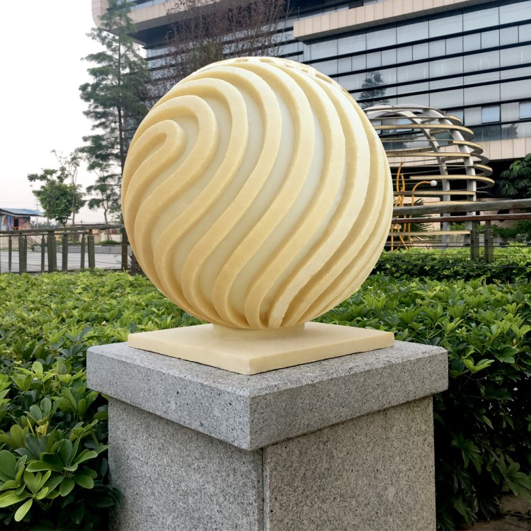 歐式砂巖柱頭燈戶外圓球形庭院燈公園小區(qū)園林擺件景觀砂巖雕塑