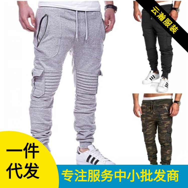 ebay男士運(yùn)動(dòng)褲休閑褲 歐美風(fēng)格時(shí)尚運(yùn)動(dòng)褲 條紋拉鏈長(zhǎng)褲男CK02