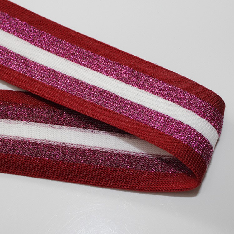 廠家生產(chǎn)彩色金絲間條針織織帶 款式新穎 顏色規(guī)格可定做