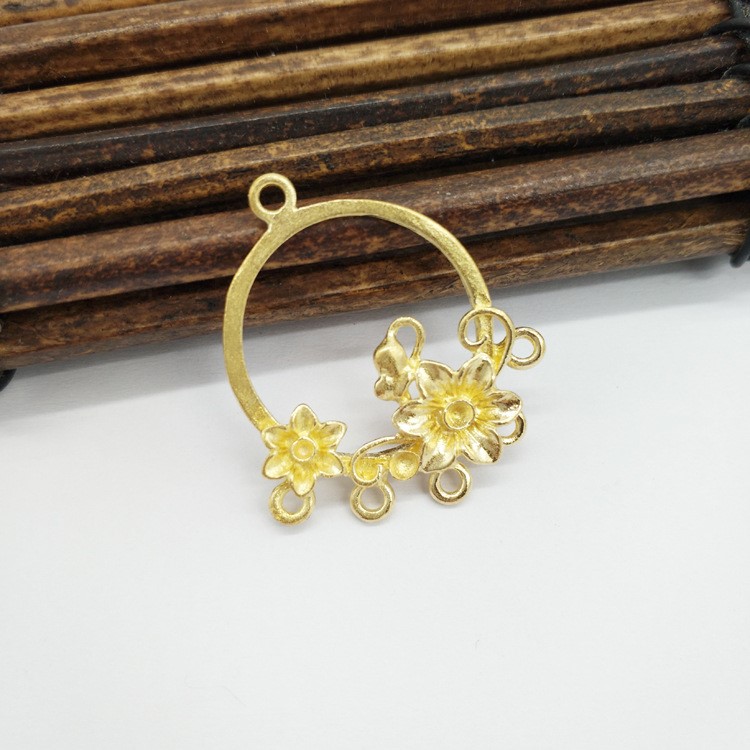 diy飾品配件銅保色花環(huán)吊墜 古裝發(fā)簪花片掛件 diy古風(fēng)耳環(huán)材料
