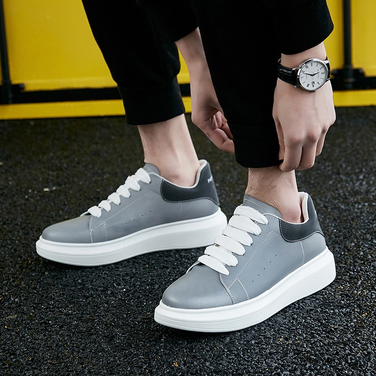 一件代發(fā)發(fā)光鞋男2019爆款真皮韓版大白鞋夜光休閑溫州皮鞋男