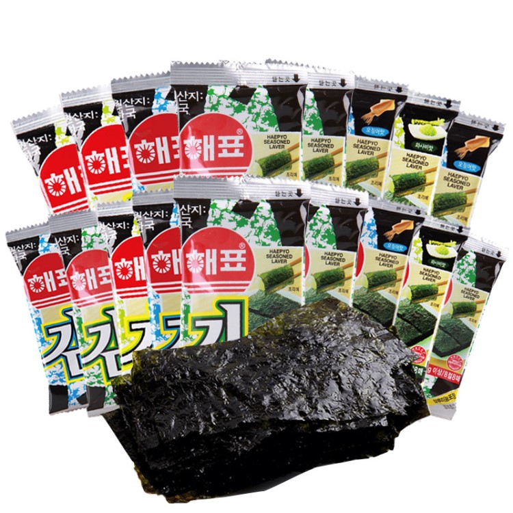 海牌海飄海苔 韓國紫菜食品休閑兒童烤海苔片壽司海苔紫菜16g