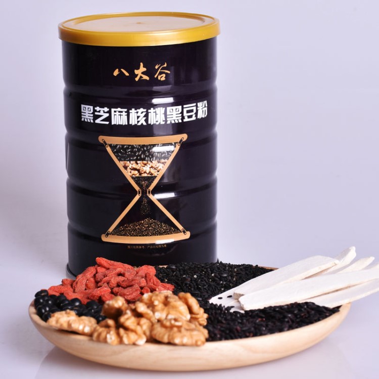 黑芝麻核桃黑豆粉500g 五谷代餐雜糧粉天然粉粉 加工貼牌定制OEM