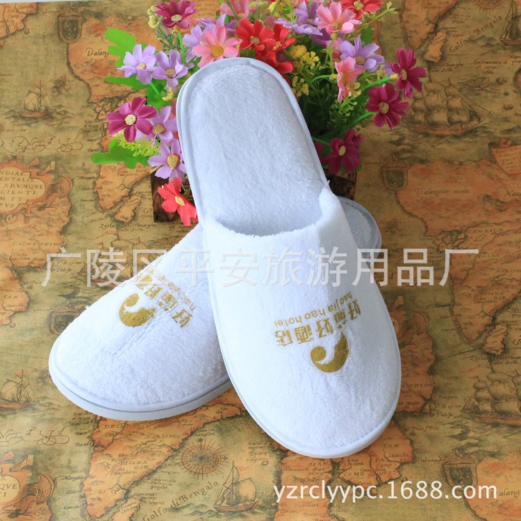 酒店賓館客房一次性拖鞋，珊瑚絨面料家居拖鞋，旅游用