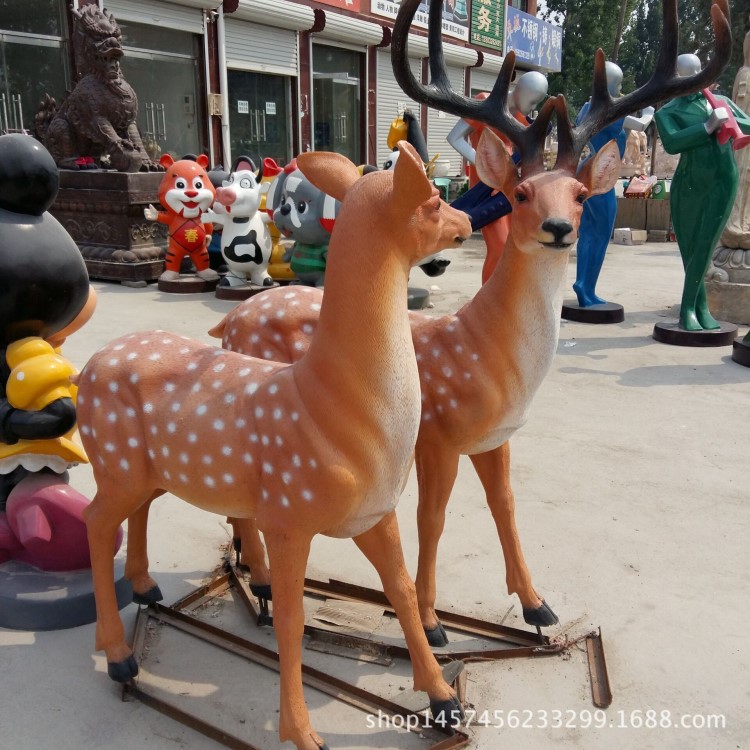 现货玻璃钢鹿仿真梅花鹿 仿铜鹿创意景观树脂工艺品 摆件装饰