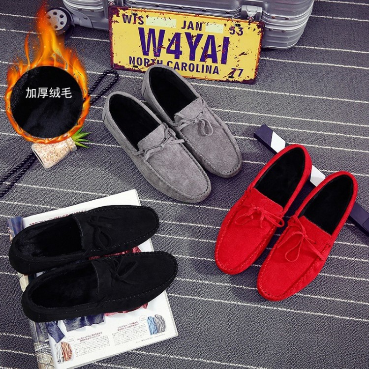 2019新款男冬季保暖豆豆鞋男加絨韓版流蘇絨面套腳一腳蹬駕車男鞋