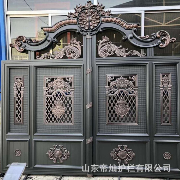 廠家定制鋁藝大門 小區(qū)別墅鋁合金大門 庭院花園雕花鋁藝大門