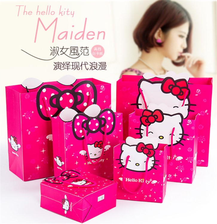 廠家直銷創(chuàng)意卡通hellokitty寶寶滿月酒回禮禮盒KT貓手提糖果袋子