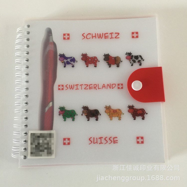 溫州生產(chǎn)外貿(mào)PP封面挖孔帶筆線圈筆記本 記事本 文具加工廠家