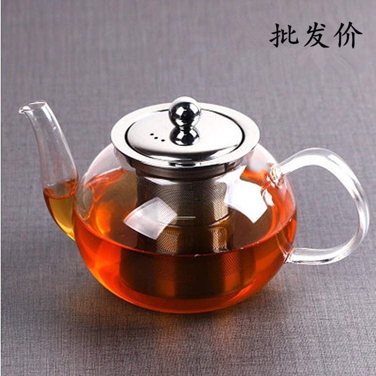 廠家供應(yīng)帶不銹鋼內(nèi)膽過濾玻璃茶壺耐熱鋼漏壺透明功夫茶具直銷