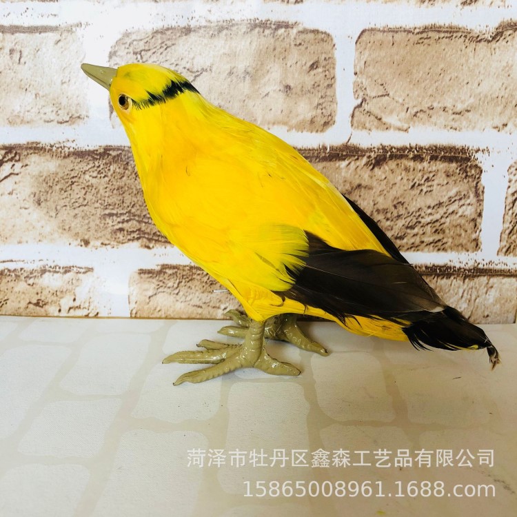 精品仿真麻雀山雀喜鵲金翅雀黃鸝鳥羽毛小鳥園林家居擺件攝影道具