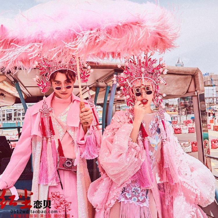 影樓主題戲服街拍嘻哈混搭中國風戲服旅拍國潮復古情侶攝影服裝