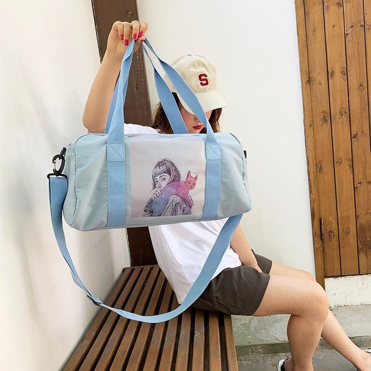 2019年新款親密貓時尚流行元素瑜伽出游包無牛津紡手提包女士