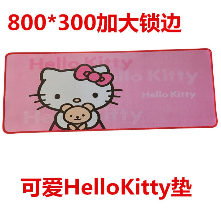 超大HelloKtcat可愛(ài)桌墊800*300鎖邊彩墊 KT貓卡通鼠標(biāo)墊廠家直銷