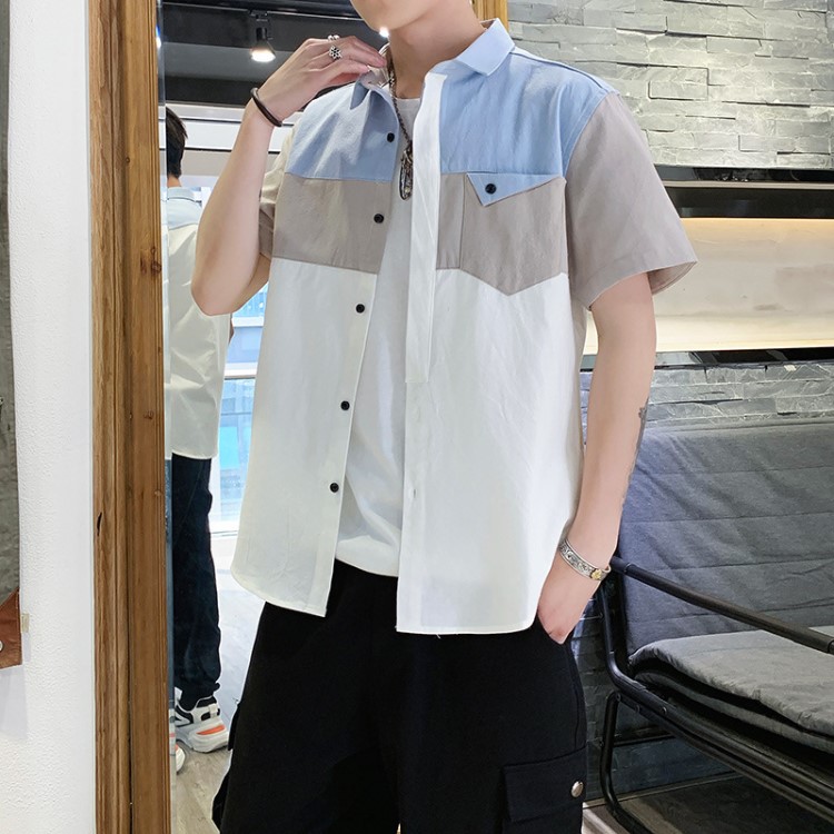 男士襯衫夏季新款韓版潮流青年帥氣休閑棉麻色港風(fēng)百搭翻領(lǐng)上衣
