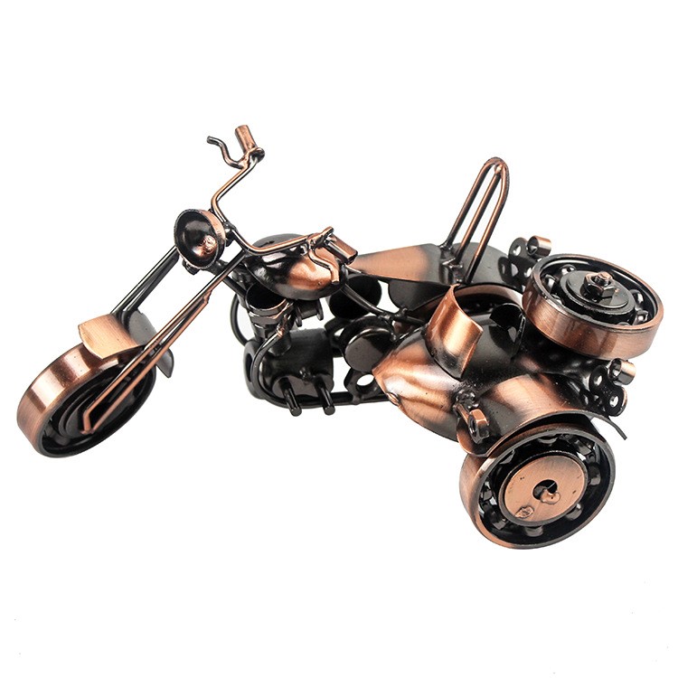 廠家直銷(xiāo) 金屬機(jī)車(chē)復(fù)古懷舊摩托車(chē)鐵藝大號(hào)哈雷三輪摩托車(chē)模型