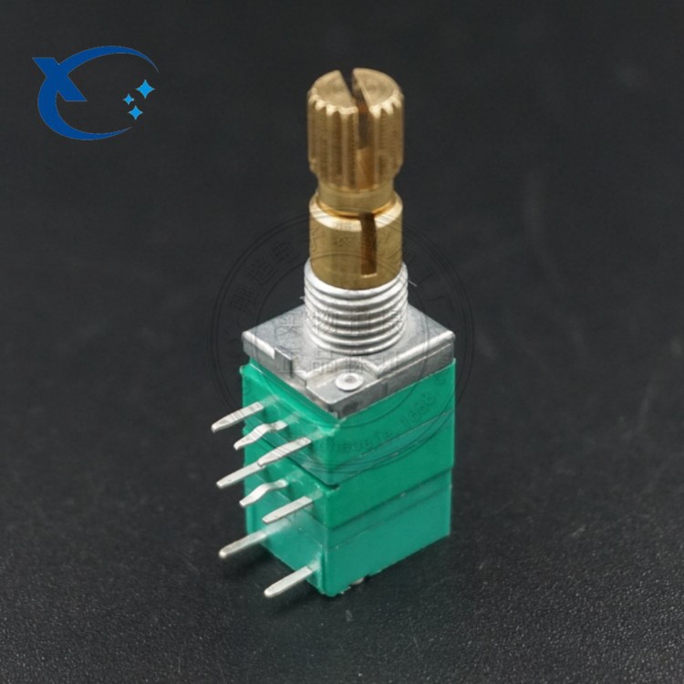RK097GS 097 9mm雙聯碳膜帶開關旋轉電位器 小功放音響雙軸電位器