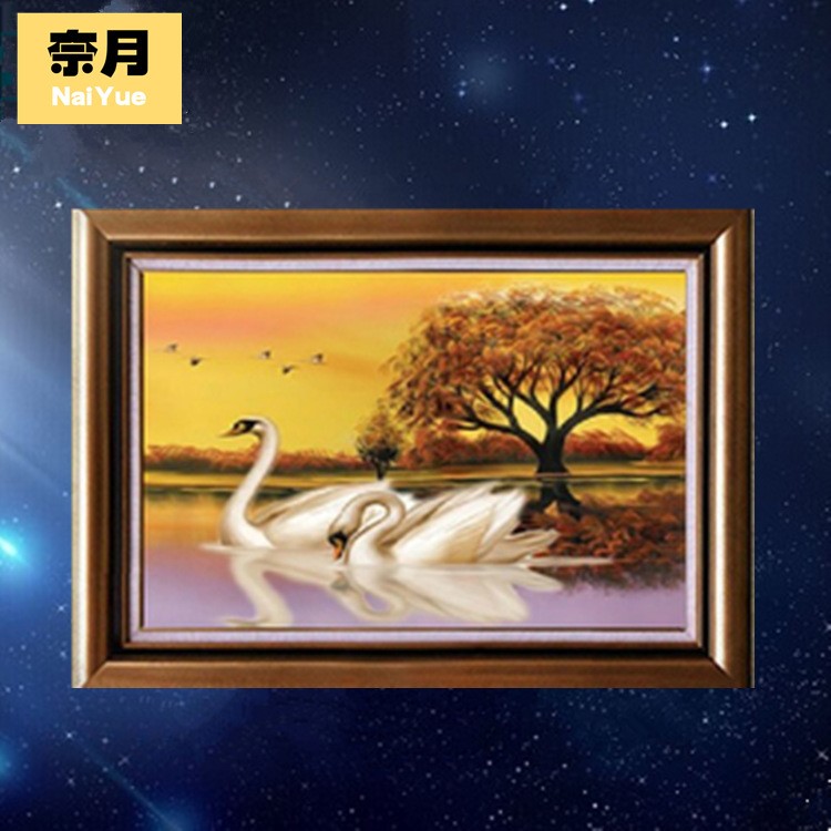 5D圓鉆石畫現(xiàn)代簡(jiǎn)約永浴愛河天鵝金色小幅動(dòng)物圖案十字繡廠家批發(fā)