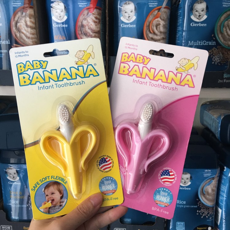 現(xiàn)貨~美國baby banana香蕉寶寶牙膠嬰兒軟硅膠牙刷磨牙棒一件代發(fā)