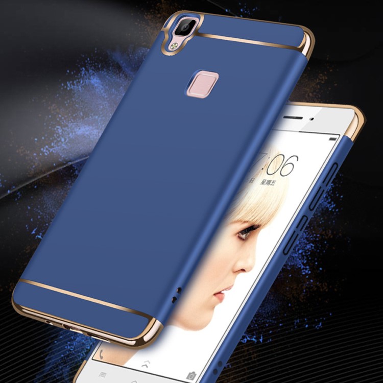 vivo V3Max手機(jī)殼 天貓新款三段拼接后蓋保護(hù)套 電鍍?nèi)弦缓笊w