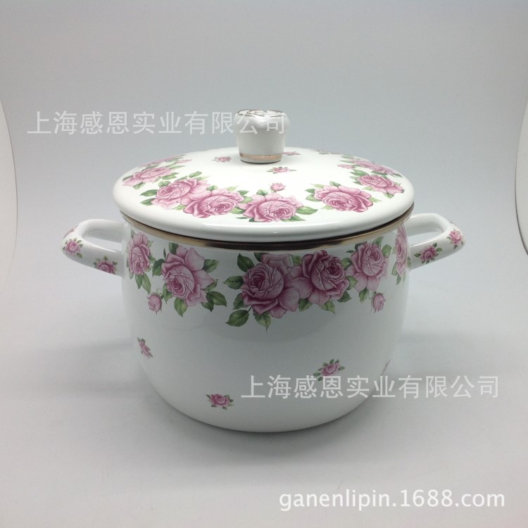 廠家直銷 歐銳鉑20cm琺瑯湯鍋 夏花之戀搪瓷鍋 禮品批發