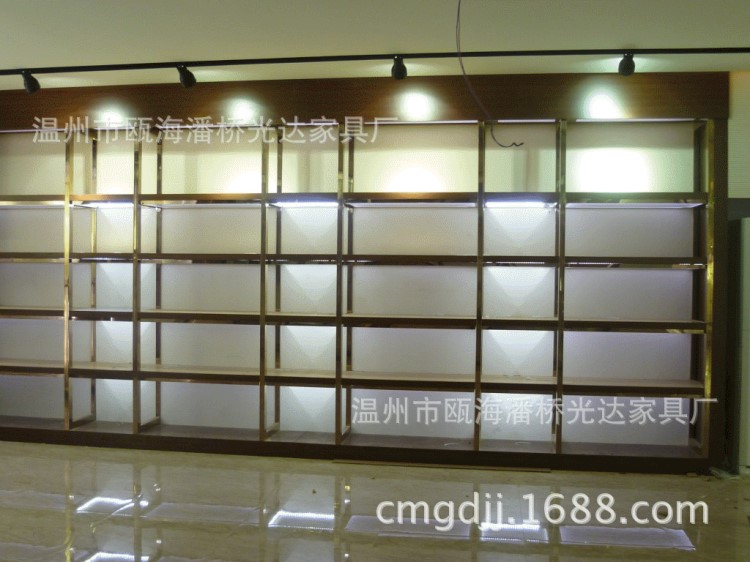 廠家定做時尚展柜 木質包包鞋子烤漆亮光防潮皮具展示靠墻柜高柜