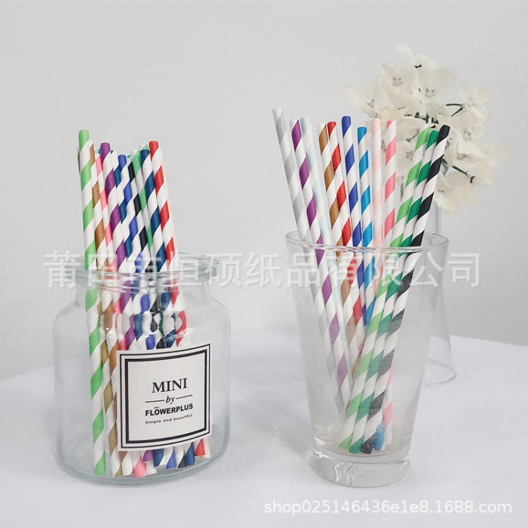 創意彩色紙質吸管 條紋水果紙吸管 派對創意環保吸管批發
