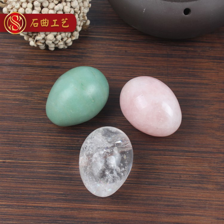 定制工藝禮品天然白水晶雞蛋健身球石蛋 批發粉色水晶節日復活蛋