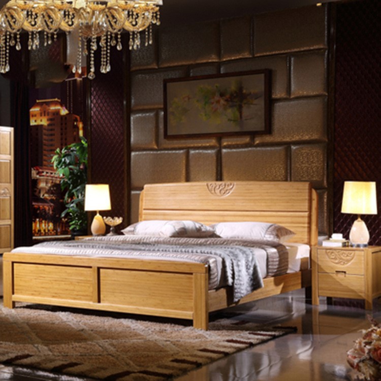 楠竹家具低碳環保北歐輕奢 臥室低箱雙人床新中式簡現代竹質婚床