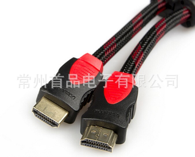 廠家供應套紅黑，藍黑編織網管HDMIcable雙色頭音視頻高清線