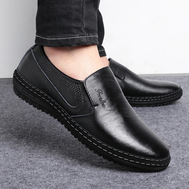 2019夏季新款透氣韓版單鞋男士皮鞋一腳蹬套腳駕車舒適時尚男鞋