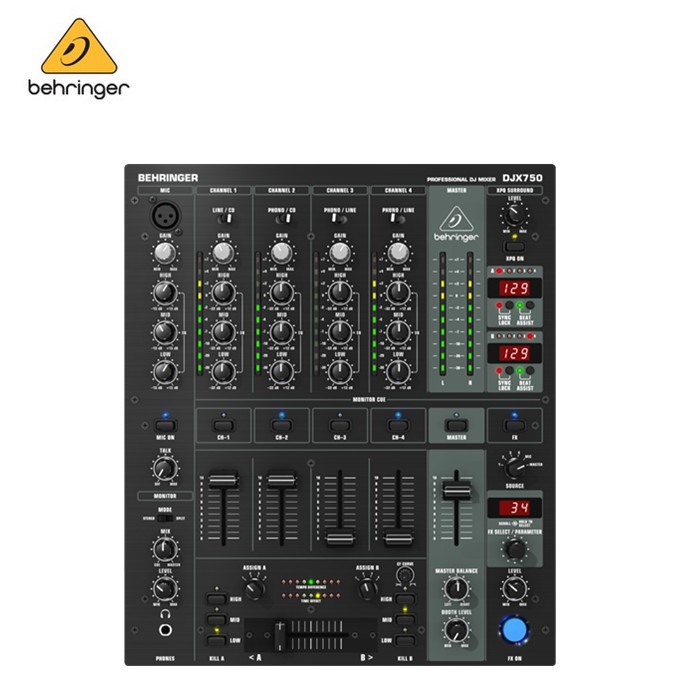 BEHRINGER/百靈達(dá) 級(jí) 5 路 DJ 混音臺(tái)DJX750 零摩擦光纖推桿