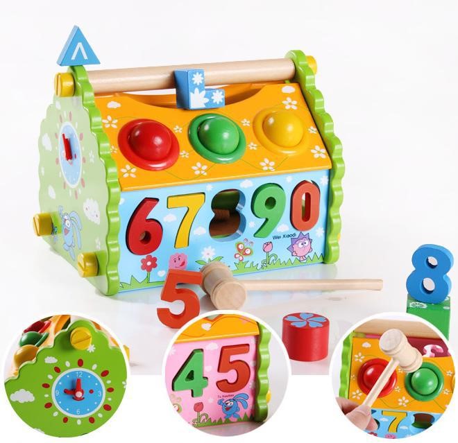 幼得樂多功能拆裝敲球智慧屋 JF40 數(shù)字屋 幼兒益智木制玩具0.95