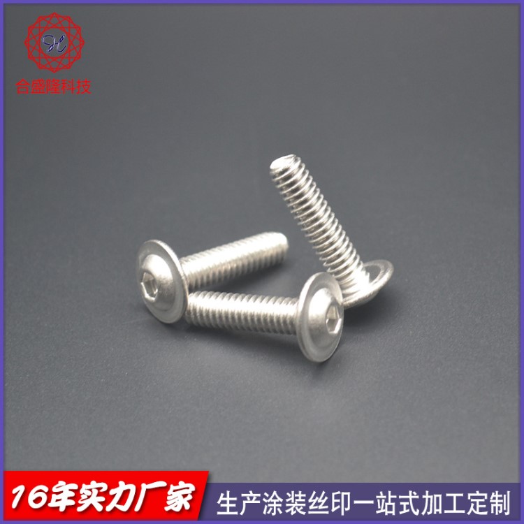 加工定制不銹鋼帶介螺釘 內六角半圓頭帶墊螺絲螺釘 TWM1/4*25
