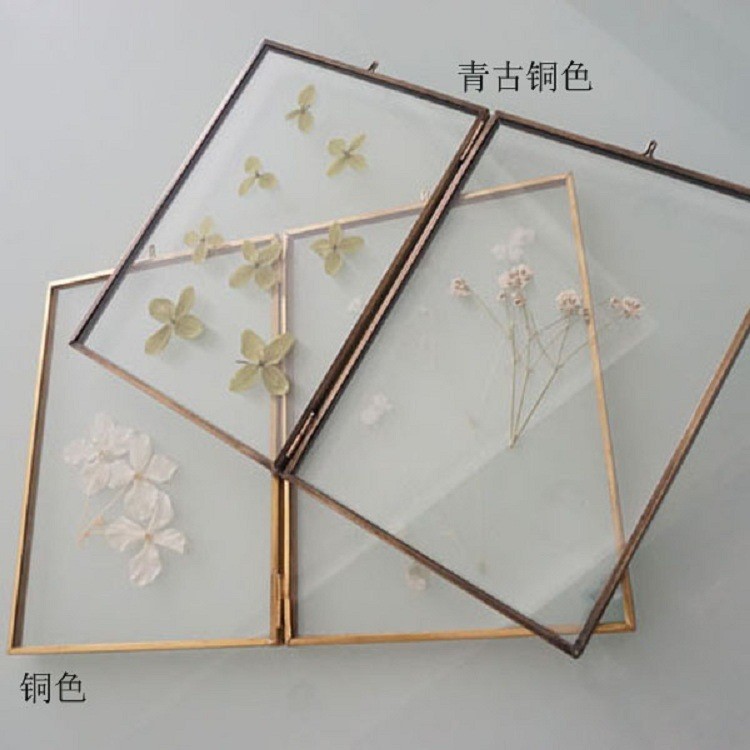 復古黑色玻璃相框 藝術(shù)品相架 植物標本夾 羽毛照片雙面展示架