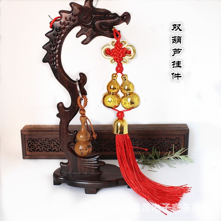 新款雙葫蘆汽車掛件掛飾樹脂后視鏡保平安祝福中國(guó)結(jié)批發(fā)
